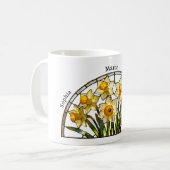 Stained Glass Birth Flower March Daffodil Name Kaffeetasse (Vorderseite Links)