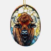 Stained Glass Bison Buffalo Tribal Animal Art Keramik Ornament (Hinten)
