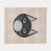 Stained Glass Black Cat, Beige Fleecedecke (Vorderseite (Horizontal))