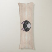 Stained Glass Black Cat, Beige Seitenschläferkissen (Vorderseite Vertikal)