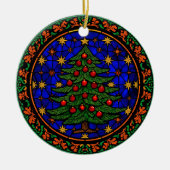 Stained Glass Blue Night Christmas Tree Keramik Ornament (Vorne)