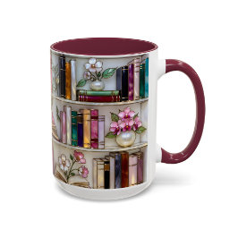 Stained Glass Bookshelf Mug | Book Lover Gift Tasse