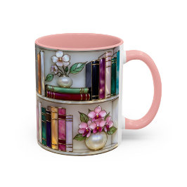 Stained Glass Bookshelf Mug | Book Lover Gift Zweifarbige Tasse