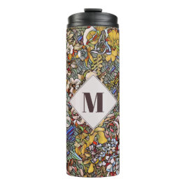 Stained Glass Botanical Floral Monogram Thermosbecher