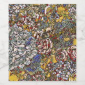 Stained Glass Botanical Floral Weinetikett (Einzelnes Label)