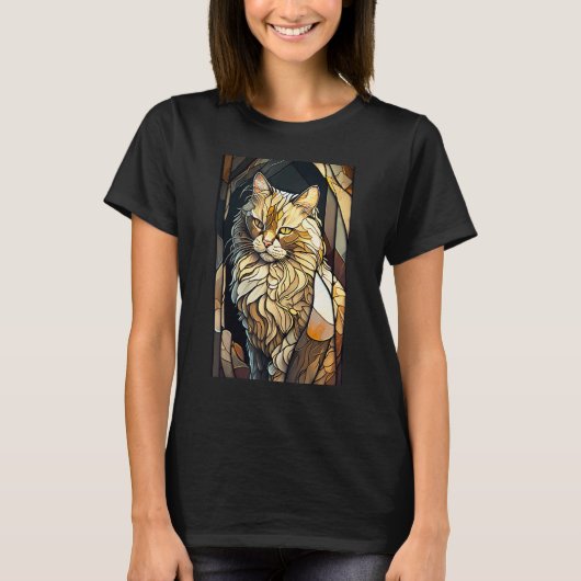 Stained Glass Buff Cat T-Shirt (Vorderseite)