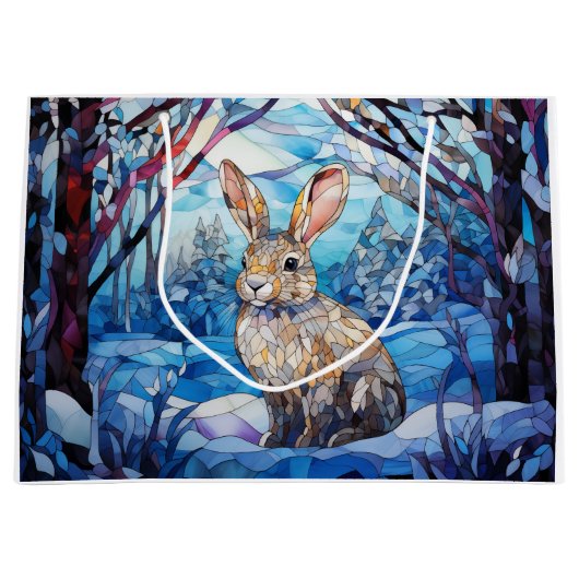 Stained Glass Bunny Große Geschenktüte (Vorderseite)