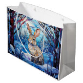 Stained Glass Bunny Große Geschenktüte (Rückseite Schrägansicht)