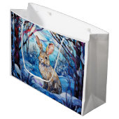 Stained Glass Bunny Große Geschenktüte (Vorderseite Schrägansicht)