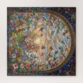 Stained Glass Butterfly Garden Jigsaw Puzzle  (Horizontal)