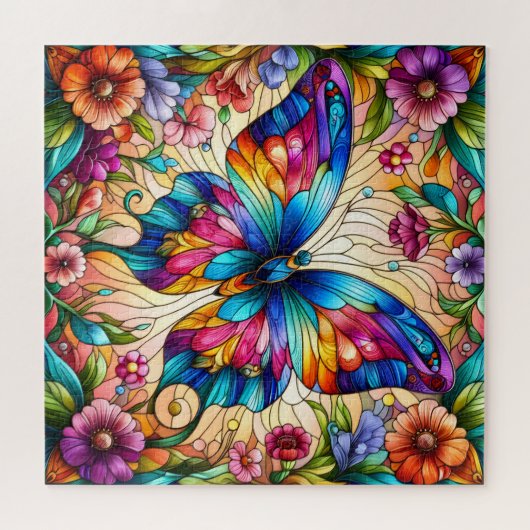 Stained Glass Butterfly Puzzle (Horizontal)