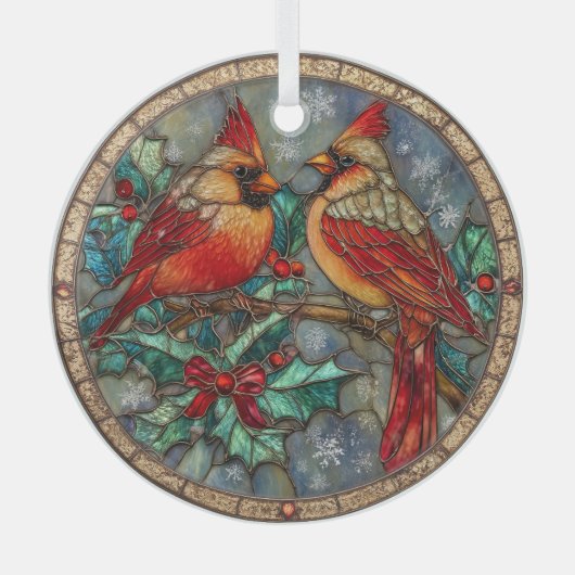Stained Glass Cardinal Christmas Magic Ornament Aus Glas (Vorderseite)