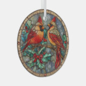 Stained Glass Cardinal Christmas Magic Ornament Aus Glas (Vorderseite Rechts)