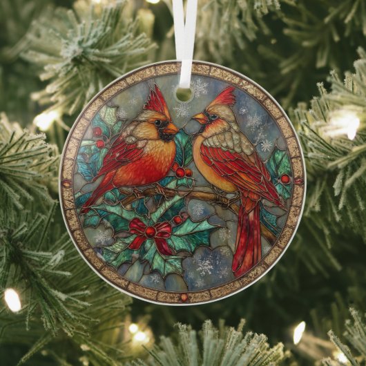 Stained Glass Cardinal Christmas Magic Ornament Aus Glas (InSitu)