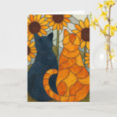 Stained Glass Cats and Sunflowers Art Design Karte (Gelbe Blume)