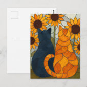 Stained Glass Cats and Sunflowers Art Design Postkarte (Vorne/Hinten)