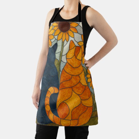 Stained Glass Cats and Sunflowers Art Design Schürze (InSitu)