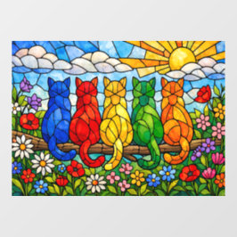 Stained-Glass Cats Home Window Cling Fensteraufkleber