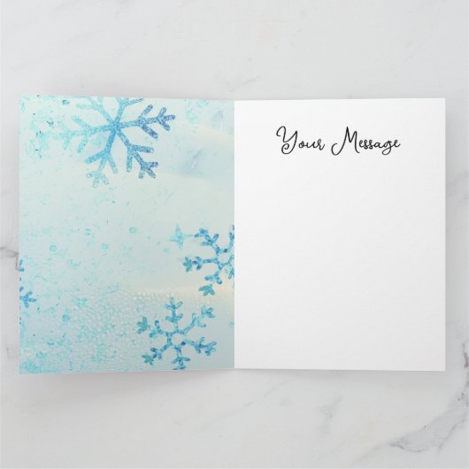 Stained-Glass Christmas Grey Tabby In Green Hat Karte (Innenseite)