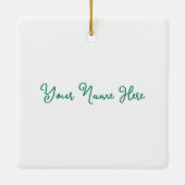 Stained-Glass Christmas Grey Tabby In Green Hat Keramikornament (Rückseite)