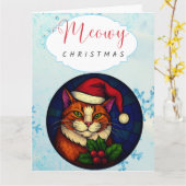 Stained-Glass Christmas Orange Tabby Cat Karte (Gelbe Blume)