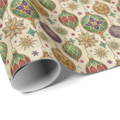 Stained Glass Christmas Ornaments Wrapping Paper Geschenkpapier (Rolleneckpunkt)