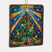 Stained Glass Christmas Tree Design Keramikornament (Rechts)