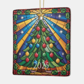 Stained Glass Christmas Tree Design Keramikornament (Links)