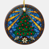 Stained Glass Christmas Tree & Lilies Keramik Ornament (Hinten)