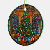 Stained Glass Christmas Tree Magic Keramik Ornament (Links)