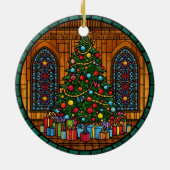 Stained Glass Christmas Tree Magic Keramik Ornament (Hinten)