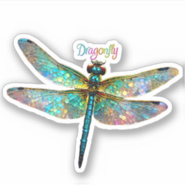 Stained Glass Colorful Dragonfly Aufkleber