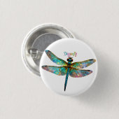 Stained Glass Colorful Dragonfly Button (Vorne & Hinten)