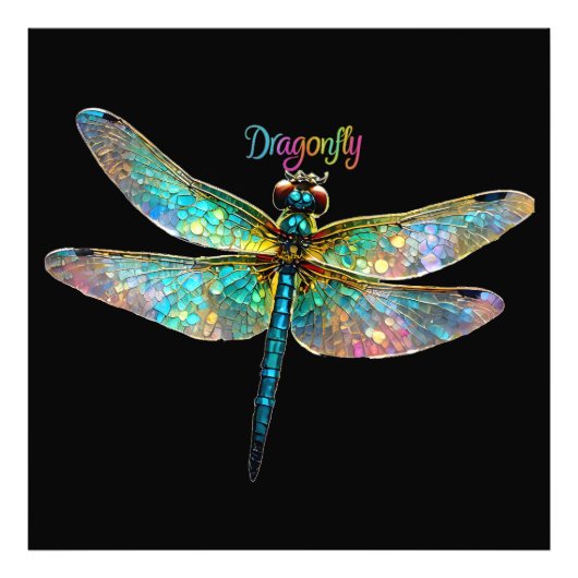 Stained Glass Colorful Dragonfly Fotodruck (Vorne)