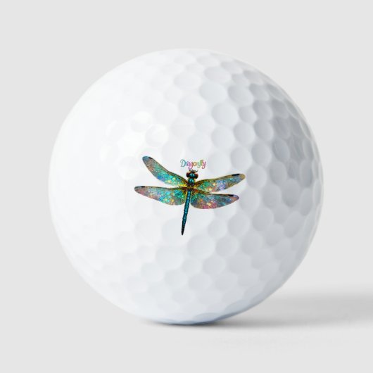 Stained Glass Colorful Dragonfly Golfball (Vorderseite)