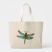 Stained Glass Colorful Dragonfly Jumbo Stoffbeutel (Rückseite)