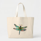 Stained Glass Colorful Dragonfly Jumbo Stoffbeutel (Vorne)