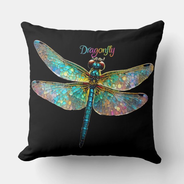 Stained Glass Colorful Dragonfly Kissen (Vorderseite)