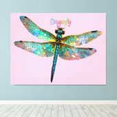 Stained Glass Colorful Dragonfly Leinwanddruck (Insitu (Holzboden))