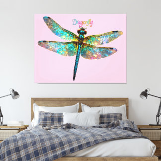 Stained Glass Colorful Dragonfly Leinwanddruck