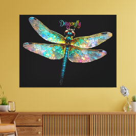 Stained Glass Colorful Dragonfly Leinwanddruck