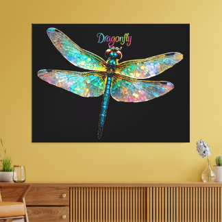 Stained Glass Colorful Dragonfly Leinwanddruck
