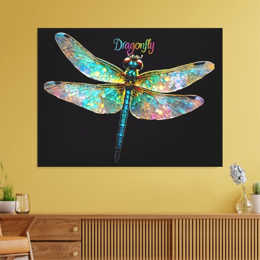 Stained Glass Colorful Dragonfly Leinwanddruck (Insitu (Wohnzimmer))