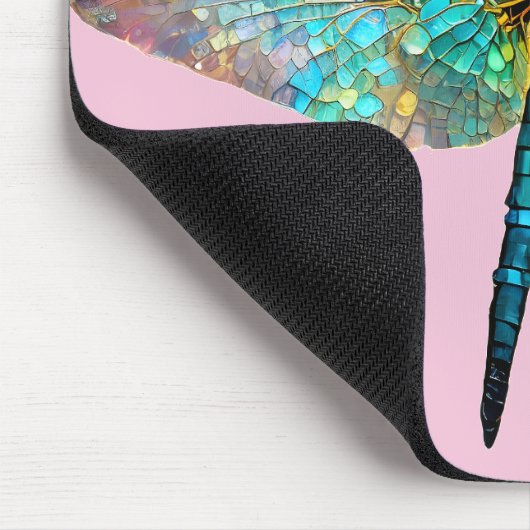 Stained Glass Colorful Dragonfly Mousepad (Ecke)