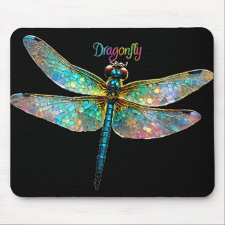 Stained Glass Colorful Dragonfly Mousepad