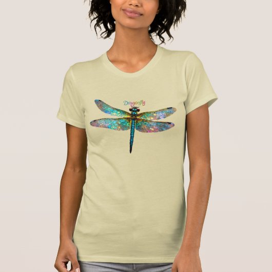 Stained Glass Colorful Dragonfly T-Shirt (Vorderseite)