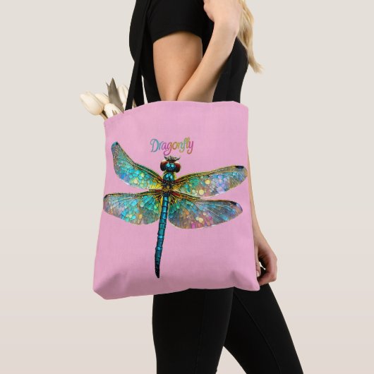 Stained Glass Colorful Dragonfly Tasche (Von Nahem)