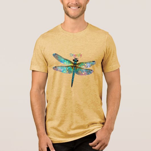 Stained Glass Colorful Dragonfly Tri-Blend Shirt (Vorderseite)