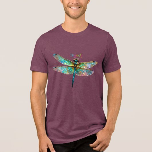 Stained Glass Colorful Dragonfly Tri-Blend Shirt (Vorderseite)