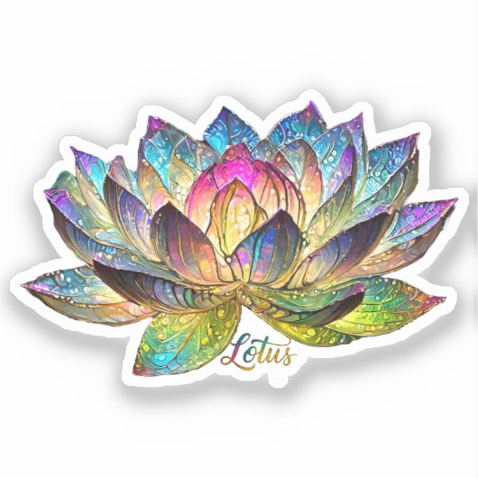 Stained Glass Colorful Lotus Flower  Aufkleber (Vorderseite)